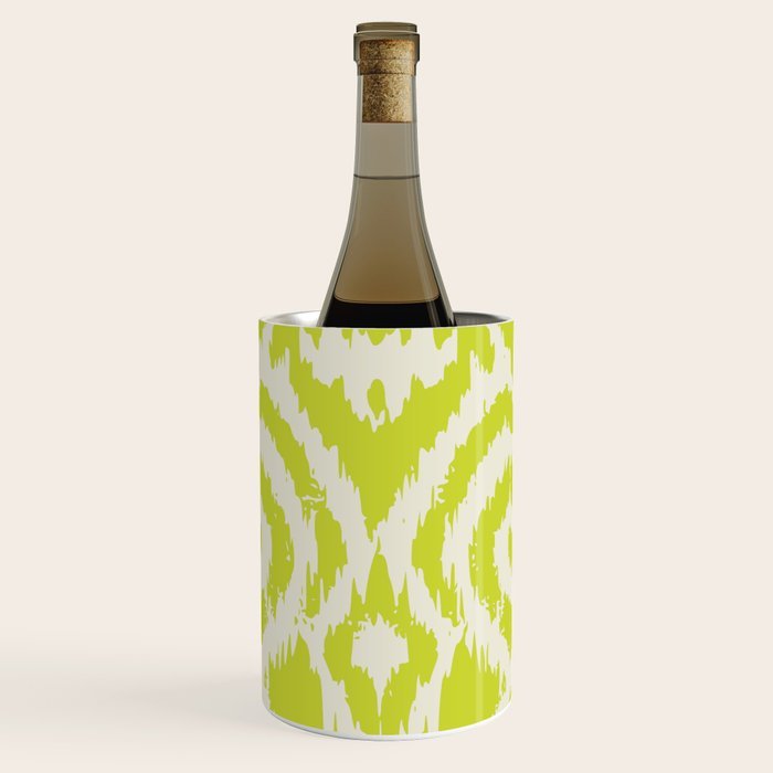 Chartreuse Ikat classic mid century Wine Chiller Gallery Image 1