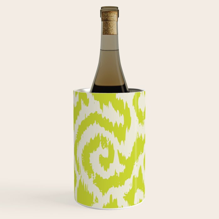 Chartreuse Ikat classic mid century Wine Chiller Gallery Image 3