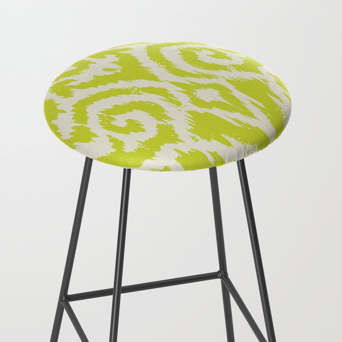 Chartreuse Ikat classic mid century Stool Gallery Image 2