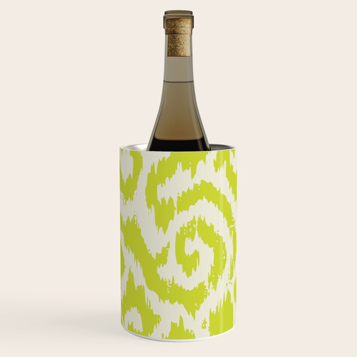 Chartreuse Ikat classic mid century Wine Chiller Gallery Image 2
