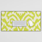 Chartreuse Ikat classic mid century Desk Mat Gallery Image 1