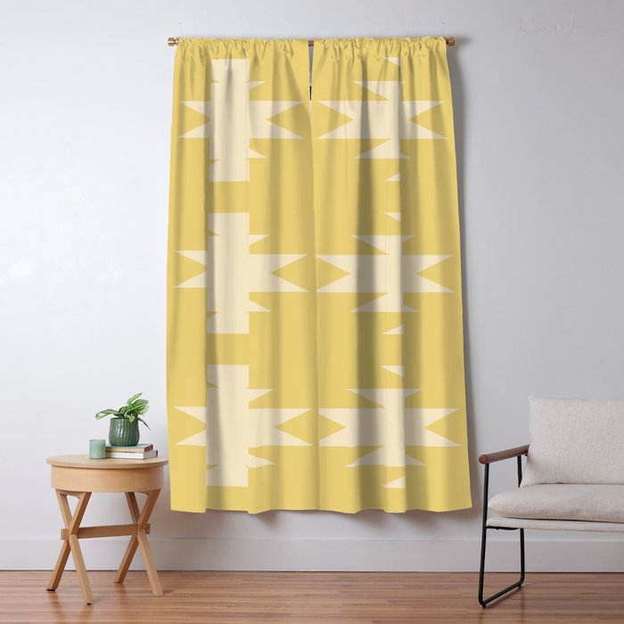 Geometric Southwestern Minimalism - Bright Golden Yellow Window Curtain Gallery Image 5