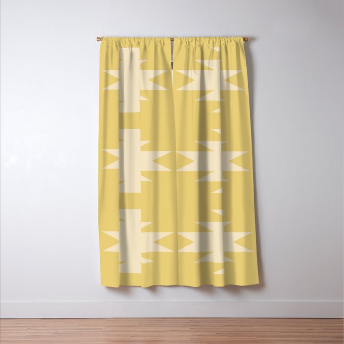 Geometric Southwestern Minimalism - Bright Golden Yellow Window Curtain Gallery Image 3