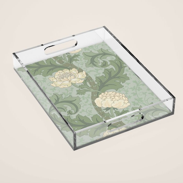 Vintage Floral Arts and Crafts Style Acrylic Tray Gallery Image 1