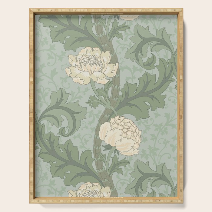 Vintage Floral Arts and Crafts Style Serving Tray Gallery Image 1
