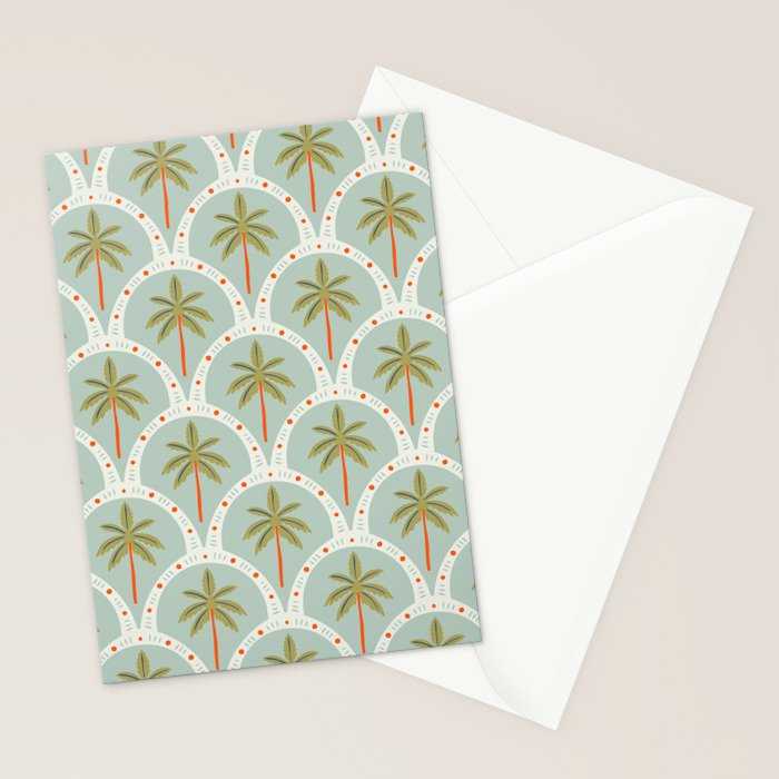 Vintage summer palm tree art pattern Stationery Card Gallery Image 2