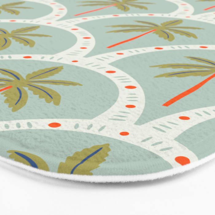 Vintage summer palm tree art pattern Bath Mat Gallery Image 3