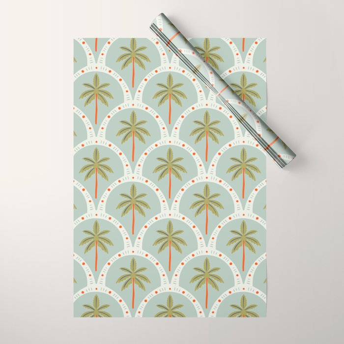 Vintage summer palm tree art pattern Wrapping Paper Gallery Image 1