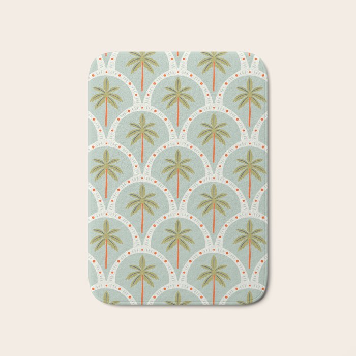 Vintage summer palm tree art pattern Bath Mat Gallery Image 1