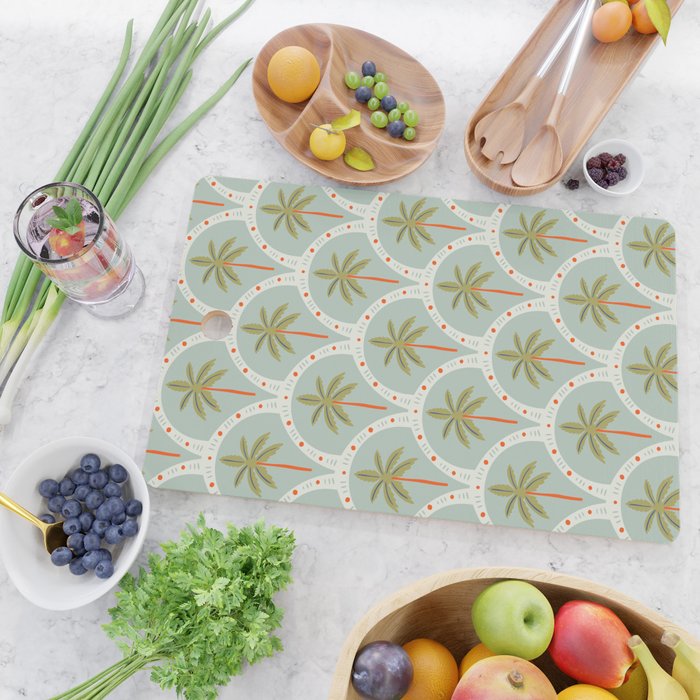 Vintage summer palm tree art pattern Cutting Board Gallery Image 2