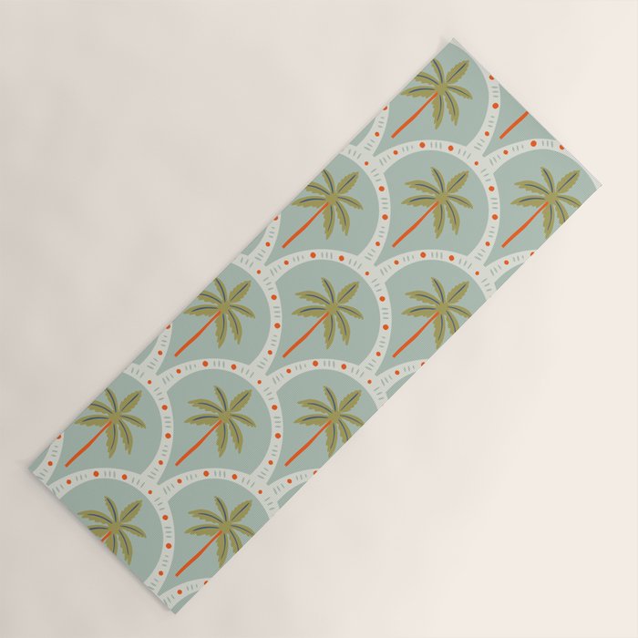 Vintage summer palm tree art pattern Yoga Mat Gallery Image 1