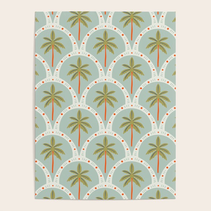 Vintage summer palm tree art pattern Poster Gallery Image 1