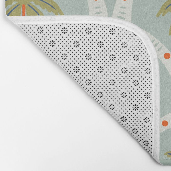 Vintage summer palm tree art pattern Bath Mat Gallery Image 2