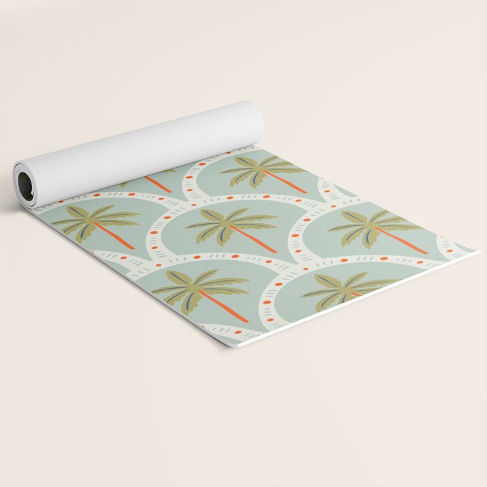 Vintage summer palm tree art pattern Yoga Mat Gallery Image 2
