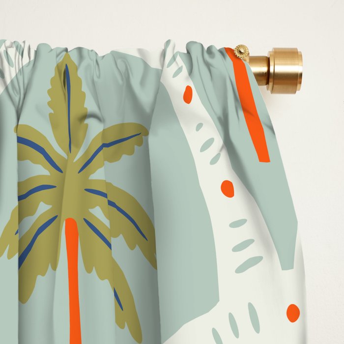 Vintage summer palm tree art pattern Window Curtain Gallery Image 2