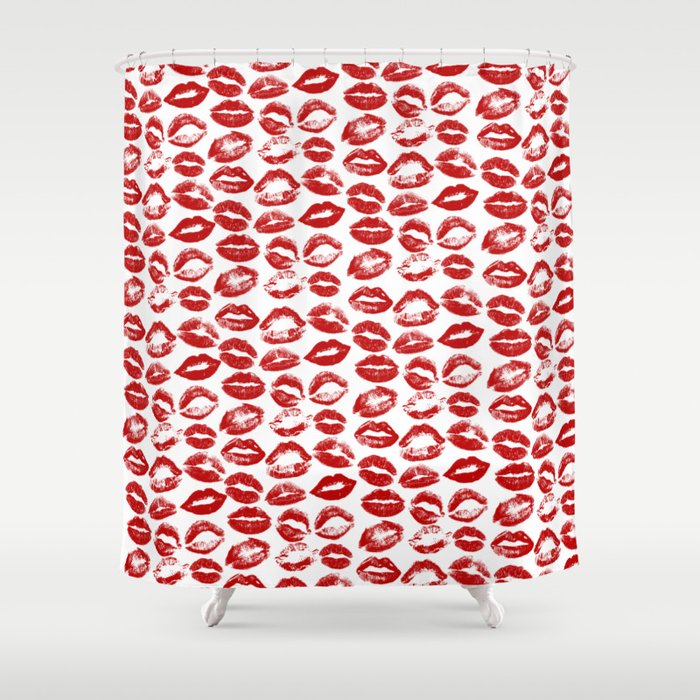 red lipstick kisses Shower Curtain Gallery Image 1
