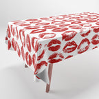 red lipstick kisses Tablecloth Gallery Image 1