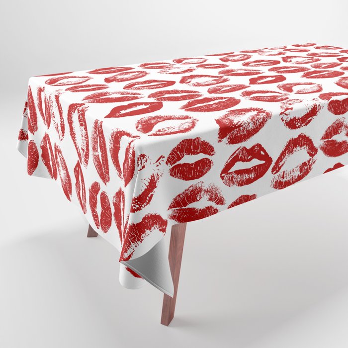 red lipstick kisses Tablecloth Gallery Image 1