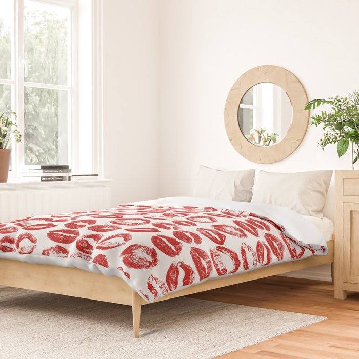 red lipstick kisses Duvet Cover Gallery Image 2