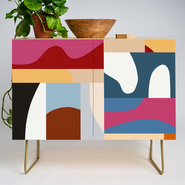 Ypres Mosaic Modernist Pattern Print Credenza Gallery Image 1