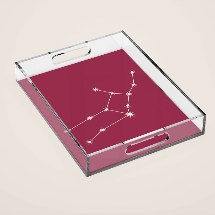 Virgo Zodiac Star Constellation Line Art Pink Acrylic Tray Gallery Image 1