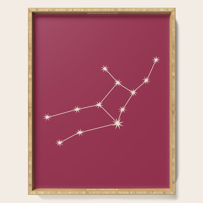 Virgo Zodiac Star Constellation Line Art Pink Serving Tray Gallery Image 1