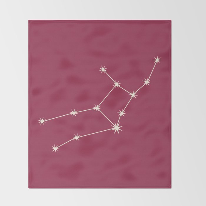 Virgo Zodiac Star Constellation Line Art Pink Throw Blanket Gallery Image 2