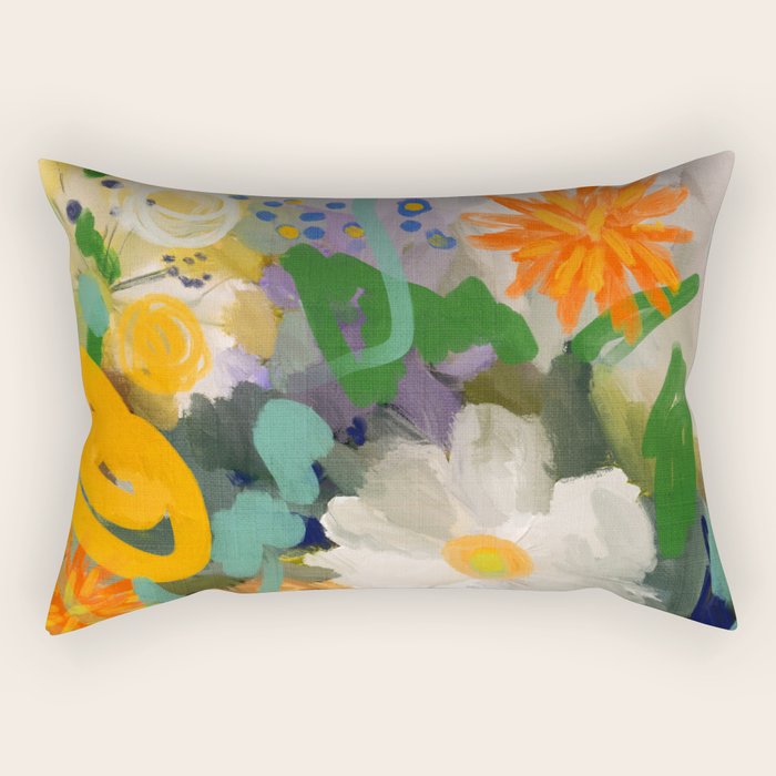 floral spring abstract painting Rectangular Pillow Gallery Image 1
