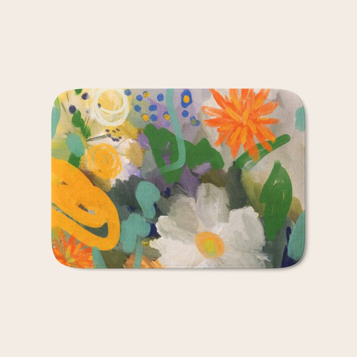 floral spring abstract painting Bath Mat Gallery Image 1