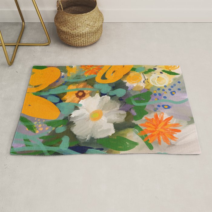 floral spring abstract painting Rug Gallery Image 1