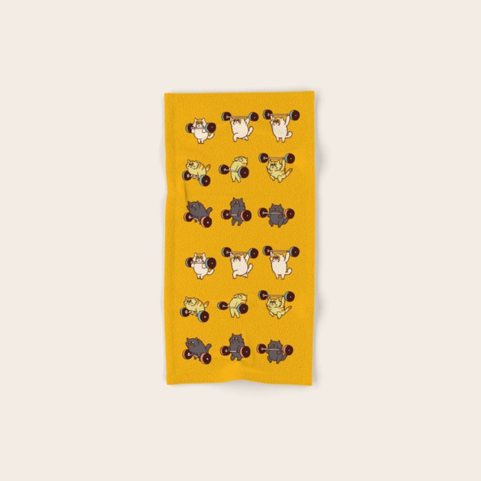 Olympic Lifting Cat Bath Towel Gallery Image 1