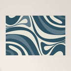New Groove Retro Swirl Abstract Pattern Steel Teal Blue Welcome Mat Gallery Image 1