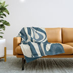 New Groove Retro Swirl Abstract Pattern Steel Teal Blue Throw Blanket Gallery Image 1