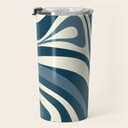New Groove Retro Swirl Abstract Pattern Steel Teal Blue Travel Mug Gallery Image 3