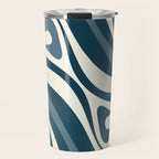 New Groove Retro Swirl Abstract Pattern Steel Teal Blue Travel Mug Gallery Image 1