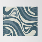 New Groove Retro Swirl Abstract Pattern Steel Teal Blue Throw Blanket Gallery Image 2