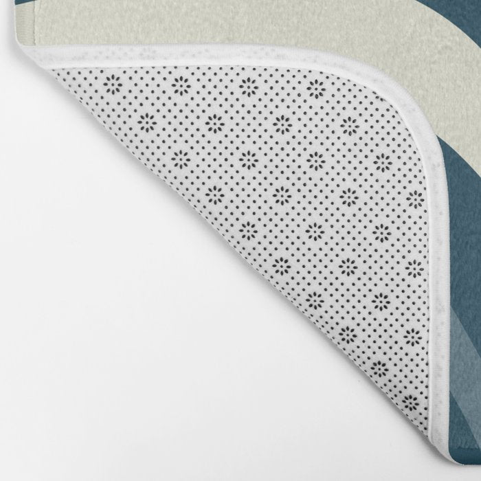 New Groove Retro Swirl Abstract Pattern Steel Teal Blue Bath Mat Gallery Image 2
