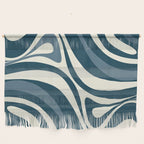 New Groove Retro Swirl Abstract Pattern Steel Teal Blue Wall Hanging Gallery Image 1