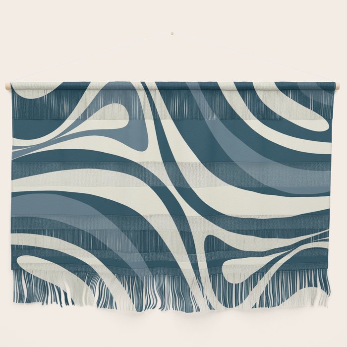 New Groove Retro Swirl Abstract Pattern Steel Teal Blue Wall Hanging Gallery Image 1