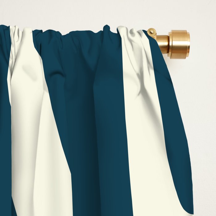 New Groove Retro Swirl Abstract Pattern Steel Teal Blue Window Curtain Gallery Image 2
