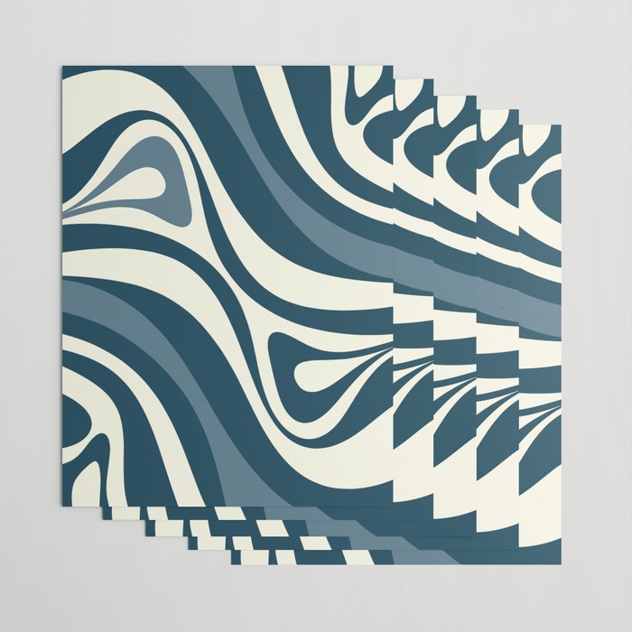 New Groove Retro Swirl Abstract Pattern Steel Teal Blue Wrapping Paper Gallery Image 3