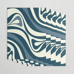 New Groove Retro Swirl Abstract Pattern Steel Teal Blue Wrapping Paper Gallery Image 3