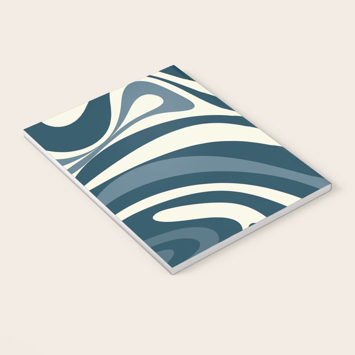 New Groove Retro Swirl Abstract Pattern Steel Teal Blue Notebook Gallery Image 3