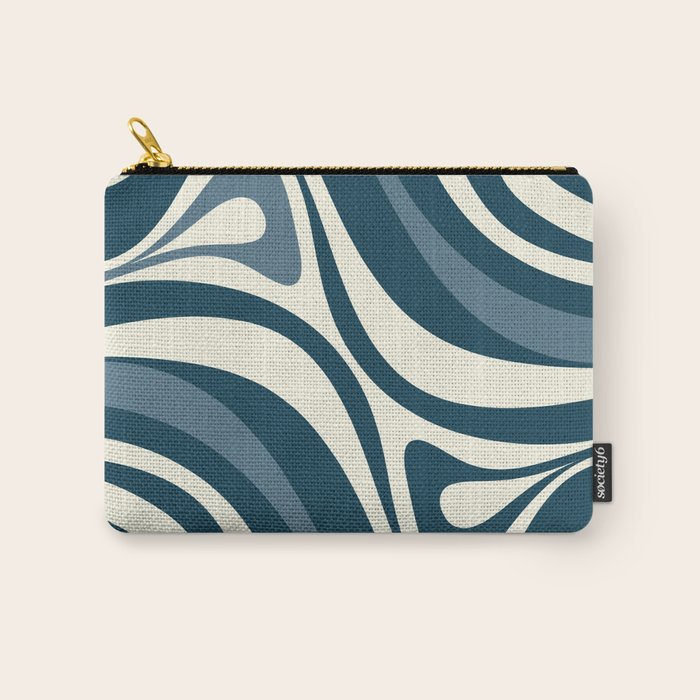 New Groove Retro Swirl Abstract Pattern Steel Teal Blue Carry All Pouch Gallery Image 1