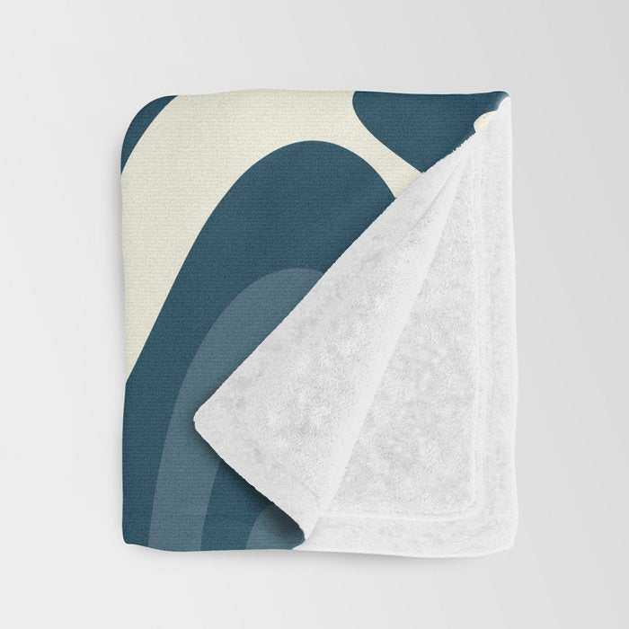 New Groove Retro Swirl Abstract Pattern Steel Teal Blue Throw Blanket Gallery Image 3