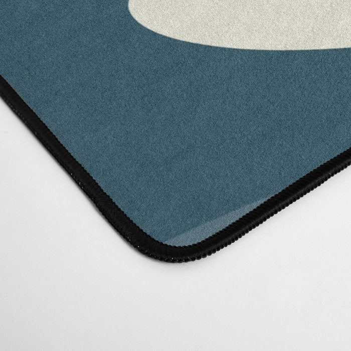 New Groove Retro Swirl Abstract Pattern Steel Teal Blue Desk Mat Gallery Image 4