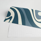 New Groove Retro Swirl Abstract Pattern Steel Teal Blue Wrapping Paper Gallery Image 2