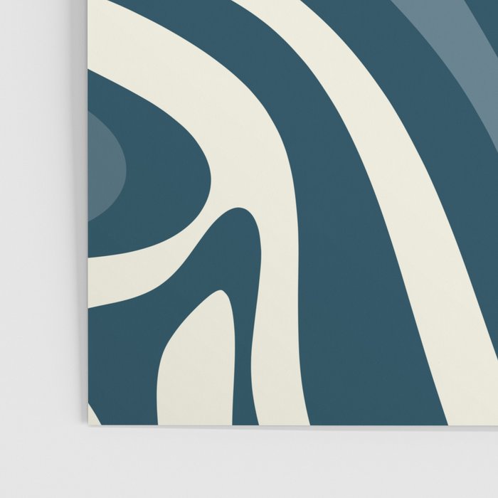New Groove Retro Swirl Abstract Pattern Steel Teal Blue Poster Gallery Image 3