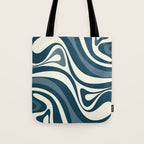 New Groove Retro Swirl Abstract Pattern Steel Teal Blue Tote Bag Gallery Image 1