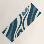 New Groove Retro Swirl Abstract Pattern Steel Teal Blue Yoga Mat Gallery Image 1